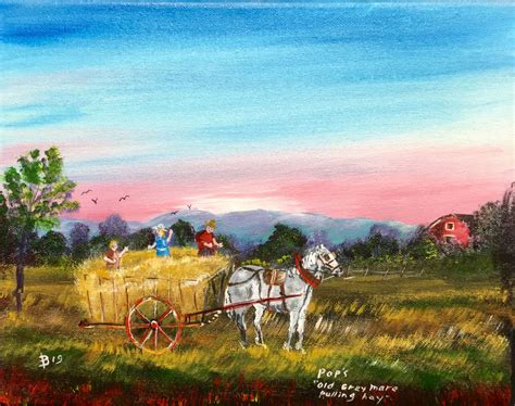 Pop S Old Grey Mare Hauling Hay Boar Point Art
