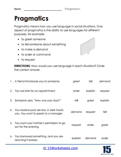 Pragmatics Worksheets What Is It Major Theories Ambiguity