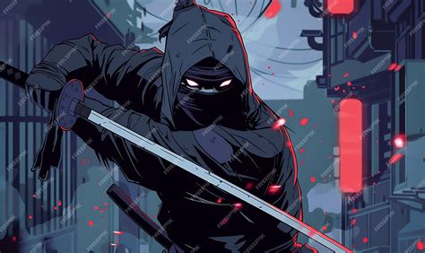 Premium Photo Character Of Stealthy Ninja Wearing Black Robes And