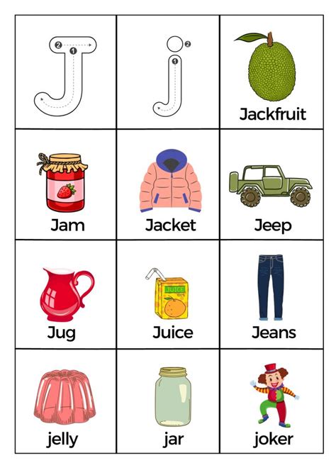 Printable Words Beginning With The Letter J Worksheet