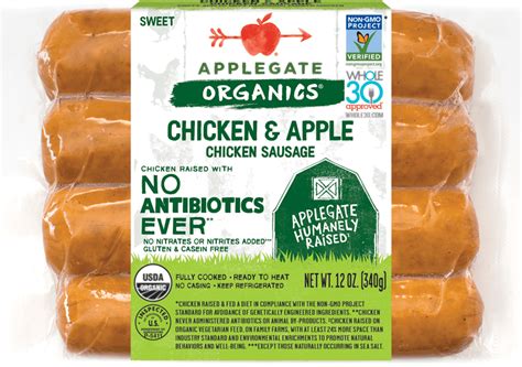 Products Dinner Sausage Organic Chicken Apple Sausage Applegate