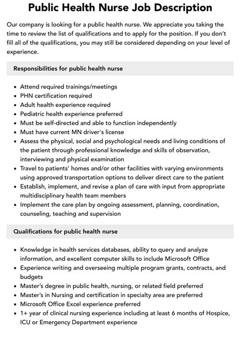 Public Health Nurse Job Description Velvet Jobs Public Health Nurse Job Description Velvet Jobs