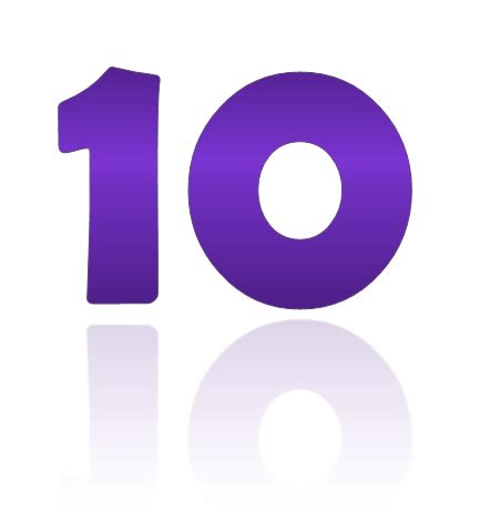 Purple Number Ten Digital Display With Reflection Png Png All