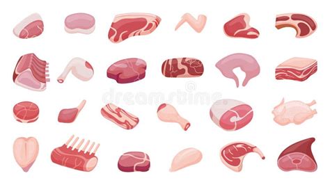 Raw Meat Collection Parts Of Chicken Beef And Pork Butchery Shop Raw Meat Collection Parts Of Chicken Beef And Pork Butchery Shop