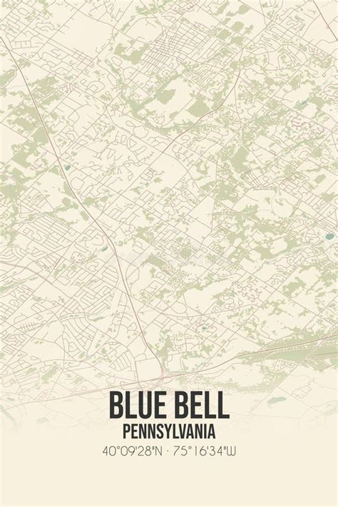 Retro Us Map Of Blue Bell Pennsylvania Vintage Street Map Stock Retro Us Map Of Blue Bell Pennsylvania Vintage Street Map Stock