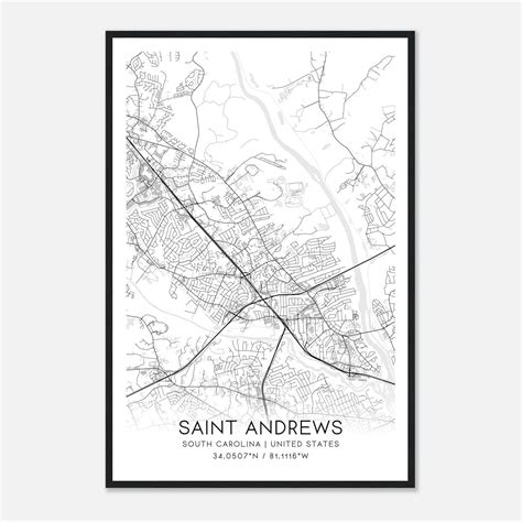 Saint Andrews South Carolina Map Poster Modern Home Decor Wall Art Saint Andrews South Carolina Map Poster Modern Home Decor Wall Art