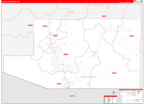Santa Cruz County Az Zip Code Wall Map Red Line Style By Marketmaps Mapsales Santa Cruz County Az Zip Code Wall Map Red Line Style By Marketmaps Mapsales