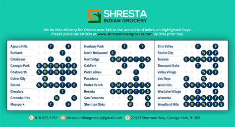 Shresta Indian Grocery Delivery Schedule By Location