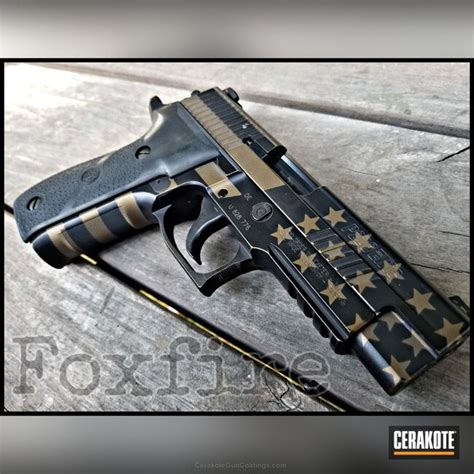 Sig Sauer P226 Cerakoted In A Graphite Black And Burnt Bronze American Flag Finish By Web User Cerakote
