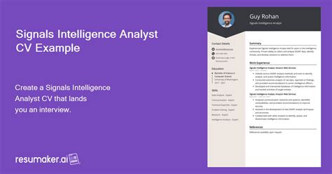Signals Intelligence Analyst Cv Examples Template Amp 20 Tips