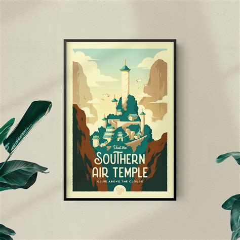 Southern Air Temple Retro Travel Poster Sylvan Design Southern Air Temple Retro Travel Poster Sylvan Design