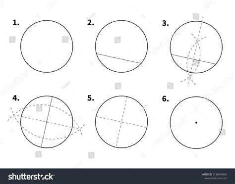 Steps Find Center Circle Using Overlapping Stock Illustration Steps Find Center Circle Using Overlapping Stock Illustration