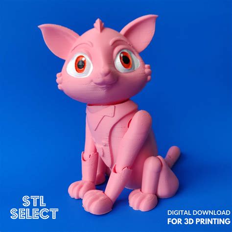Stl File Cute Cat 3D Print Stl File Animal Articulated Flexi Model Stl File Cute Cat 3D Print Stl File Animal Articulated Flexi Model
