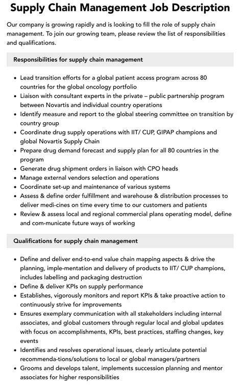 Supply Chain Management Job Description Six Sigma Daily Supply Chain Management Job Description Six Sigma Daily