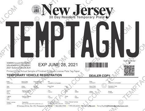 Temp Tag Nj Finished Product Llc New Jersey Temporary License Plate Temp Tag Nj Finished Product Llc New Jersey Temporary License Plate