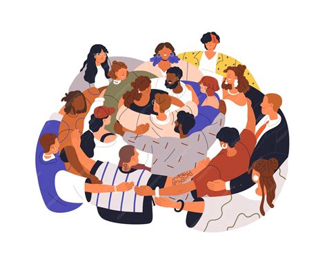 Vector Drawing Many People Come Together Stock Vector Illustration Vector Drawing Many People Come Together Stock Vector Illustration