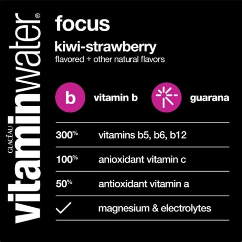 Vitaminwater Focus Kiwi Strawberry Flavored Bottled Water Beverage 20 Vitaminwater Focus Kiwi Strawberry Flavored Bottled Water Beverage 20