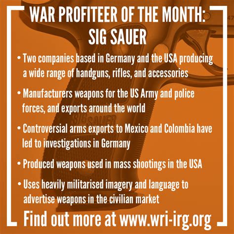 War Profiteer Of The Month Sig Sauer War Resisters International