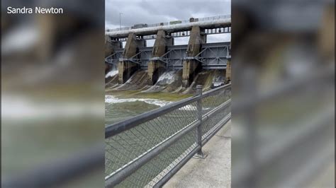 Waves Crash Over Gates At Gavins Point On Windy Day Waves Crash Over Gates At Gavins Point On Windy Day