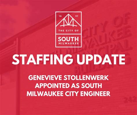 We Are Proud To Announce The Appointment Of Genevieve Stollenwerk As City Engineer Stollenwerk A Graduate Of The University Of Wisconsin Milwaukee Has Worked As A Civil Engineer For R A Smith We Are Proud To Announce The Appointment Of Genevieve Stollenwerk As City Engineer Stollenwerk A Graduate Of The University Of Wisconsin Milwaukee Has Worked As A Civil Engineer For R A Smith