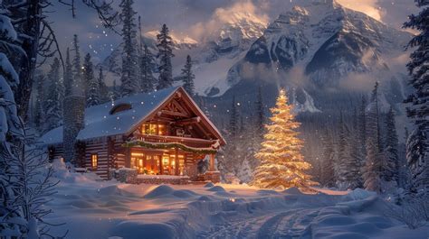 Winter Wonderland Cabin Christmas Scenery Christmas Cabin In The